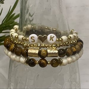 14K Gold Plated Custom Bracelet Stack - Set of 4 - Intials